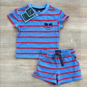 Andy + Evan Toddler Boy Stripe Smiley Terry 2 Piece Matching Set 2T